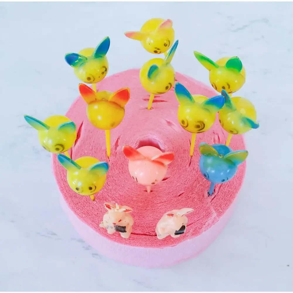 VTG Set of 13 Bunny Rabbit Cake Toppers Retro MCM Farm Cottage Tea Party Easter